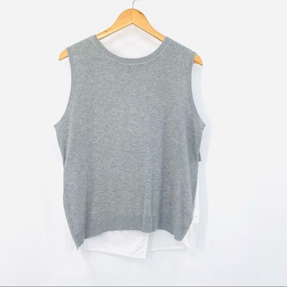 Banana Republic gray knit muscle top with white shirt tails size medium - Picture 2 of 7